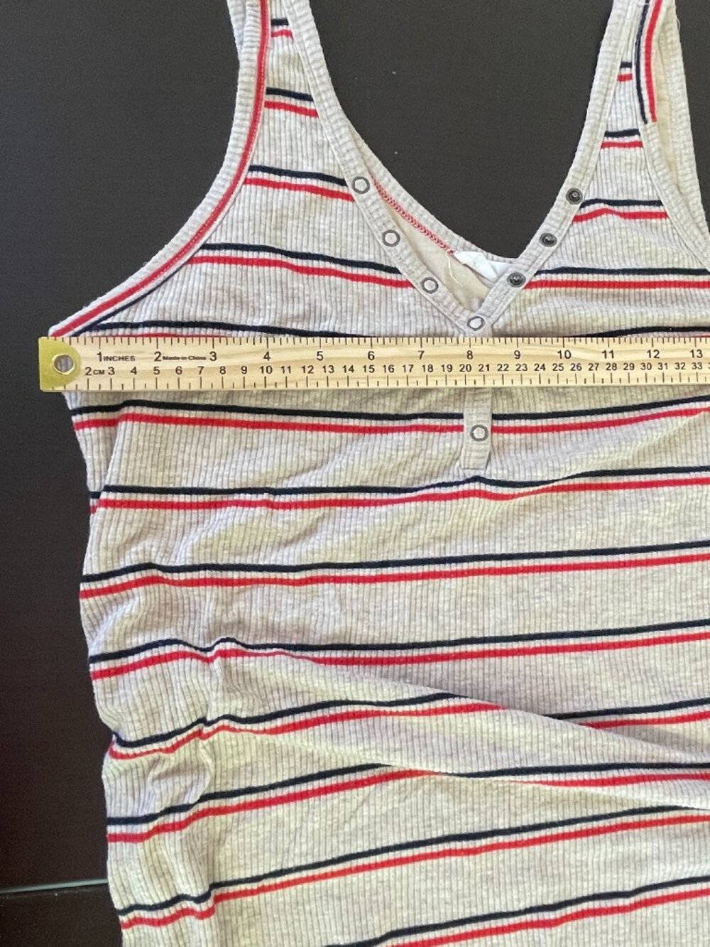 All in Favor Striped Tank Midi Dress Size M Beige Red Casual Summer Made in USA - Picture 6 of 7